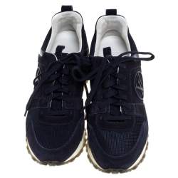 Louis Vuitton Navy Blue Suede and Mesh Run Away Lace Up Sneakers Size 35