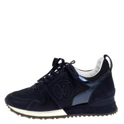 Louis Vuitton Navy Blue Suede and Mesh Run Away Lace Up Sneakers Size 35