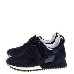 Louis Vuitton Navy Blue Suede and Mesh Run Away Lace Up Sneakers Size 35