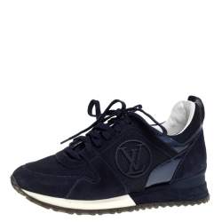 Louis Vuitton Navy Blue Suede and Mesh Run Away Lace Up Sneakers Size 35