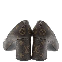 Pre Owned Louis Vuitton Brown Canvas Madeleine Logo Pumps Size 36