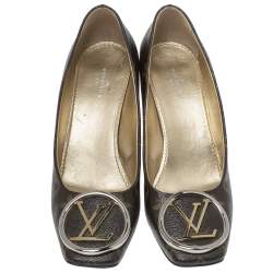 Pre Owned Louis Vuitton Brown Canvas Madeleine Logo Pumps Size 36