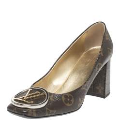 Pre Owned Louis Vuitton Brown Canvas Madeleine Logo Pumps Size 36
