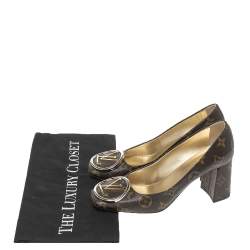 Pre Owned Louis Vuitton Brown Canvas Madeleine Logo Pumps Size 36