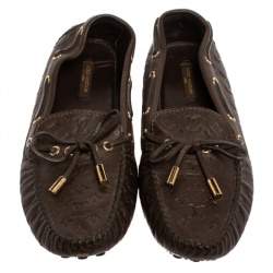 Pre Owned Louis Vuitton Brown Monogram Gloria Flat Loafers Size 39