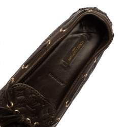 Pre Owned Louis Vuitton Brown Monogram Gloria Flat Loafers Size 39