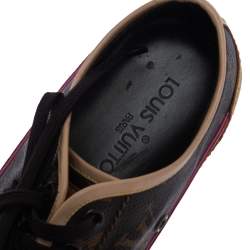 Louis Vuitton Beige Leather And Brown Monogram Canvas Capucine Sneakers Size 37.5