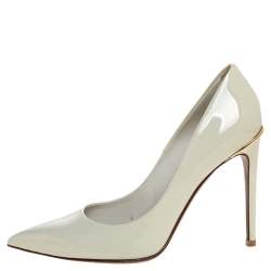 Louis Vuitton White Patent Leather Eyeline Pointed Toe Pumps Size 38.5