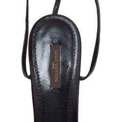 مملوكة مسبقًا Louis Vuitton Black Patent Leather Ankle Strap Wedge Sandals Size 41