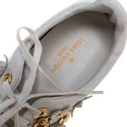 Louis Vuitton White Leather Frontrow Blossom Floral Embellished Low Top Sneakers Size 38