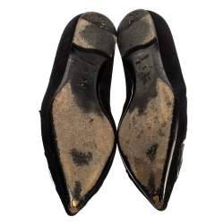 Pre Owned Louis Vuitton Limited Edition Black Suede Stephen Sprouse Rose Pointed Toe Ballet Flat Size 41