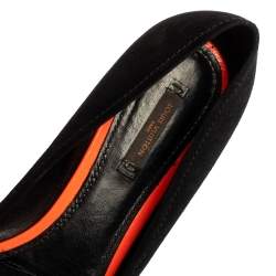 Pre Owned Louis Vuitton Limited Edition Black Suede Stephen Sprouse Rose Pointed Toe Ballet Flat Size 41