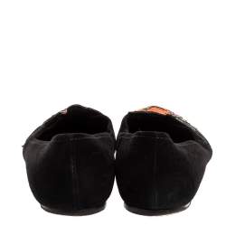 Pre Owned Louis Vuitton Limited Edition Black Suede Stephen Sprouse Rose Pointed Toe Ballet Flat Size 41