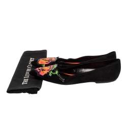 Pre Owned Louis Vuitton Limited Edition Black Suede Stephen Sprouse Rose Pointed Toe Ballet Flat Size 41