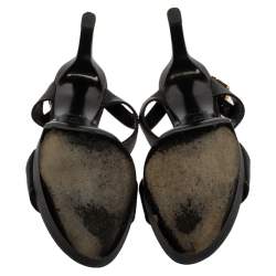 مملوكة مسبقًا Louis Vuitton Black Leather Platform Ankle Strap Sandals Size 40