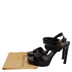 مملوكة مسبقًا Louis Vuitton Black Leather Platform Ankle Strap Sandals Size 40