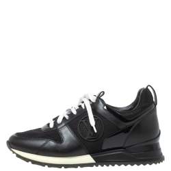Louis Vuitton Black Leather And Mesh Run Away Low Top Sneakers Size 36.5