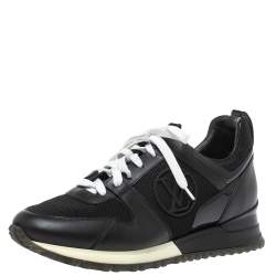 Louis Vuitton Black Leather And Mesh Run Away Low Top Sneakers Size 36.5