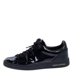 Pre Owned Louis Vuitton Black Patent Leather Frontrow Low Top Sneakers Size 35