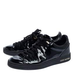 Pre Owned Louis Vuitton Black Patent Leather Frontrow Low Top Sneakers Size 35