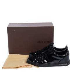 Pre Owned Louis Vuitton Black Patent Leather Frontrow Low Top Sneakers Size 35