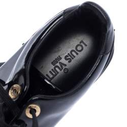 Pre Owned Louis Vuitton Black Patent Leather Frontrow Low Top Sneakers Size 35