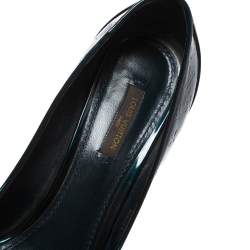 مملوكة مسبقًا Louis Vuitton Green Monogram Vernis Claudia Peep Toe Pumps Size 37.5