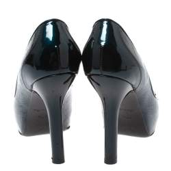 مملوكة مسبقًا Louis Vuitton Green Monogram Vernis Claudia Peep Toe Pumps Size 37.5