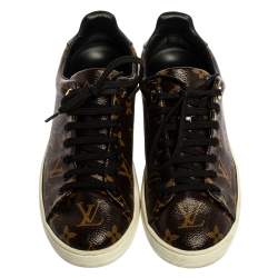 مملوكة مسبقًا حذاء رياضى لوى فيتون منخفض من الأعلى فرونترو جلد لامع وكانفاس مونوغرامى بنى مقاس 37.5