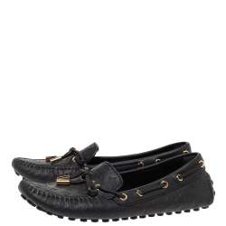 Pre Owned Louis Vuitton Blackk Monogram Embossed Leather Gloria Loafers Size 36