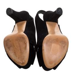 مملوكة مسبقًا صندل لوي فيتون تونكا سويدي أسود بحزام للكاحل مقاس 38