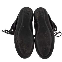 Louis Vuitton Black Leather and Monogram Shimmery Canvas Brea Sneaker Boots Size 38