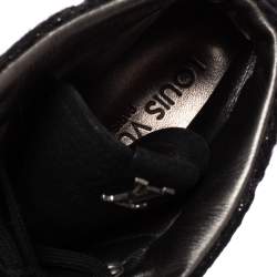 Louis Vuitton Black Leather and Monogram Shimmery Canvas Brea Sneaker Boots Size 38