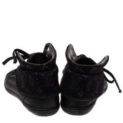 Louis Vuitton Black Leather and Monogram Shimmery Canvas Brea Sneaker Boots Size 38