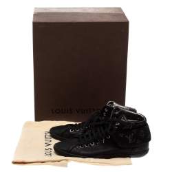 Louis Vuitton Black Leather and Monogram Shimmery Canvas Brea Sneaker Boots Size 38