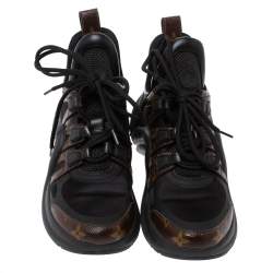 Pre Owned Louis Vuitton Black Monogram Canvas And Mesh LV Archlight Sneakers Size 37.5