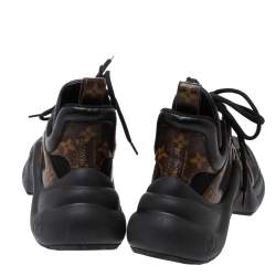 Pre Owned Louis Vuitton Black Monogram Canvas And Mesh LV Archlight Sneakers Size 37.5