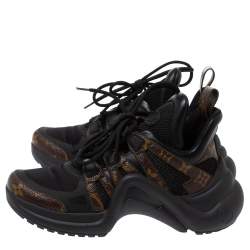 Pre Owned Louis Vuitton Black Monogram Canvas And Mesh LV Archlight Sneakers Size 37.5
