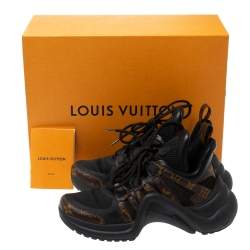 Pre Owned Louis Vuitton Black Monogram Canvas And Mesh LV Archlight Sneakers Size 37.5