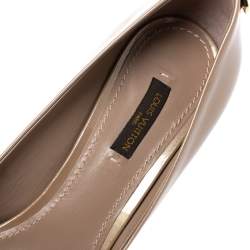 Pre Owned  Louis Vuitton Metallic Beige Patent Leather Oh Really Pointed Toe Pumps Size 37.5
