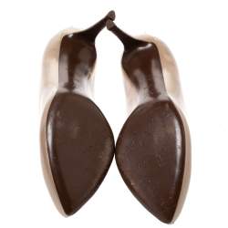 Pre Owned  Louis Vuitton Metallic Beige Patent Leather Oh Really Pointed Toe Pumps Size 37.5