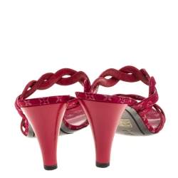 مملوكة مسبقًا Louis Vuitton Maroon Monogram Canvas Cross Strap Sandals Size 38.5