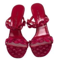 مملوكة مسبقًا Louis Vuitton Maroon Monogram Canvas Cross Strap Sandals Size 38.5