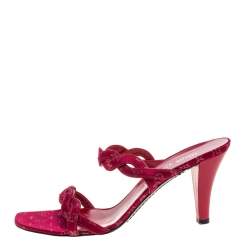 مملوكة مسبقًا Louis Vuitton Maroon Monogram Canvas Cross Strap Sandals Size 38.5