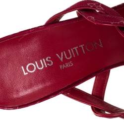 مملوكة مسبقًا Louis Vuitton Maroon Monogram Canvas Cross Strap Sandals Size 38.5
