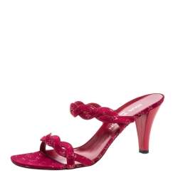 مملوكة مسبقًا Louis Vuitton Maroon Monogram Canvas Cross Strap Sandals Size 38.5