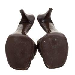 مملوكة مسبقًا Louis Vuitton Vintage Green Canvas And Brown Leather Trim Open Toe Sandals Size 38.5