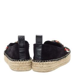 مملوكة مسبقًا حذاء فلات إسبادريل لوي فيتون مزخرف من الأمام جلد و سويدي أسود مقاس 38.5