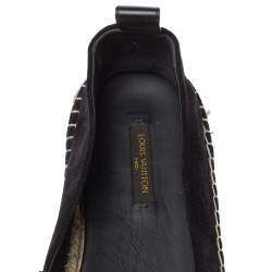 مملوكة مسبقًا حذاء فلات إسبادريل لوي فيتون مزخرف من الأمام جلد و سويدي أسود مقاس 38.5