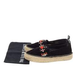 مملوكة مسبقًا حذاء فلات إسبادريل لوي فيتون مزخرف من الأمام جلد و سويدي أسود مقاس 38.5